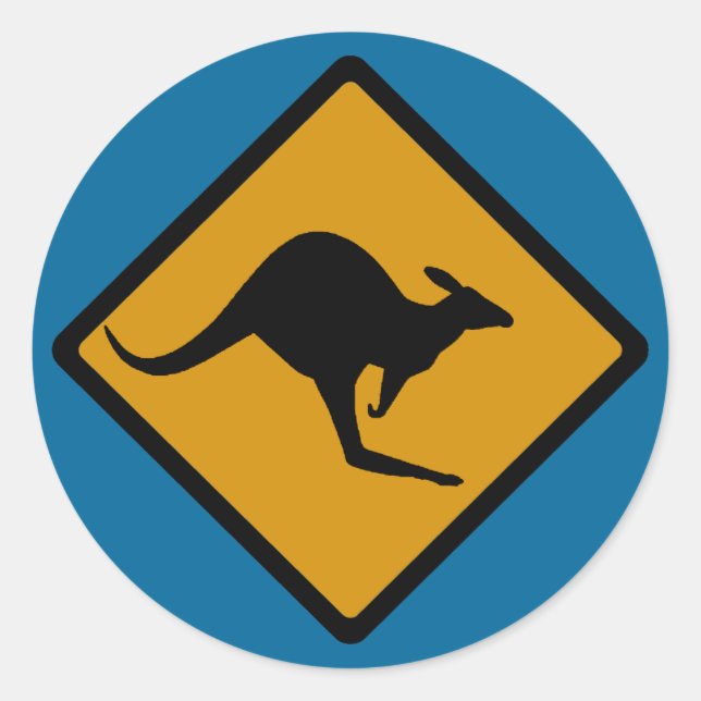 Australia Kangaroo Crossing Sign Classic Round Sticker (Front)