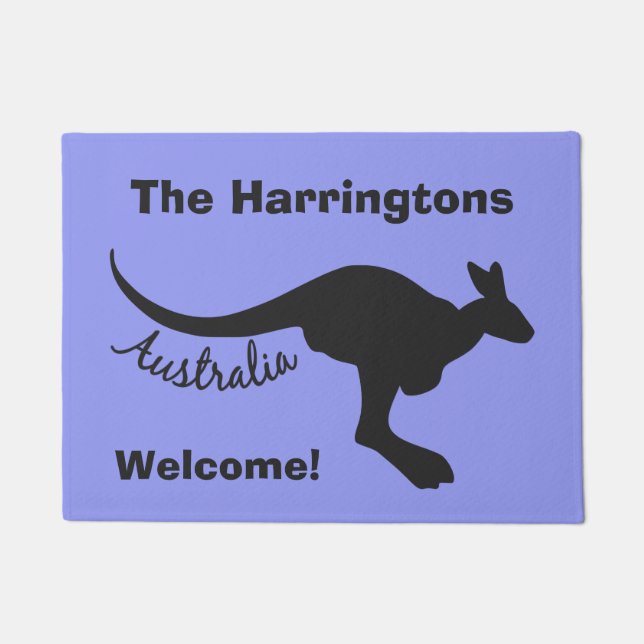 Australia Kangaroo custom text & color door mat (Front)
