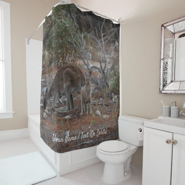 Australia Kangaroo Family Shower Curtain (In Situ)