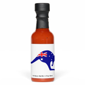 Australia Kangaroo flag, Hot Sauce Bottle Favors.