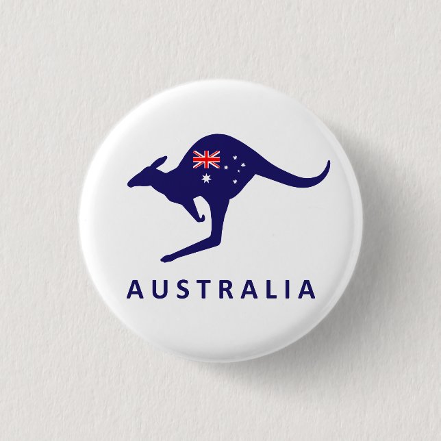 AUSTRALIA KANGAROO FLAG PINBACK BUTTON (Front)
