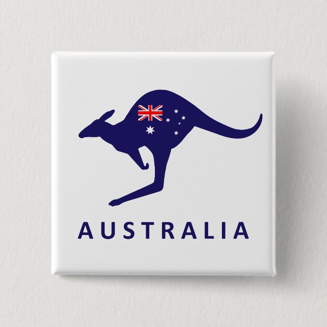 AUSTRALIA KANGAROO FLAG PINBACK BUTTON (Front)