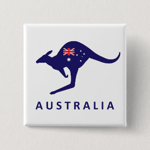 AUSTRALIA KANGAROO FLAG PINBACK BUTTON