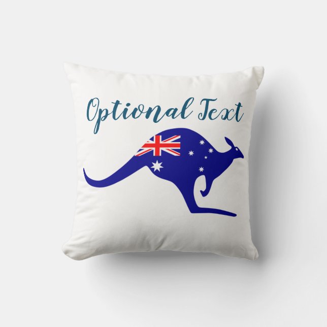 Australia Kangaroo & Flag Throw Pillow (Front)