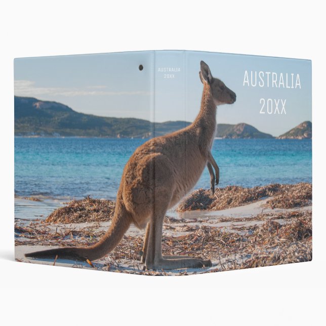 Australia Kangaroo on the Beach Photo 3 Ring Binder (Background)