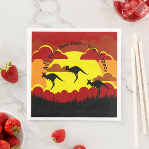 Australia Kangaroo Red Black Yellow Serviette Paper Dinner Napkins