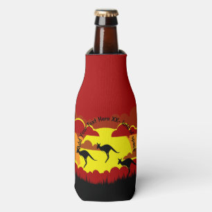 Australia Kangaroo Red Black Yellow Stubby Holder Bottle Cooler