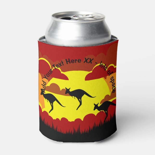 Australia Kangaroo Red Black Yellow Stubby Holder  Can Cooler (Can Front)