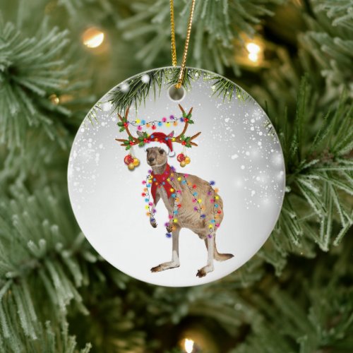 Australia Kangaroo Santa animal marsupial wildlife Ceramic Ornament