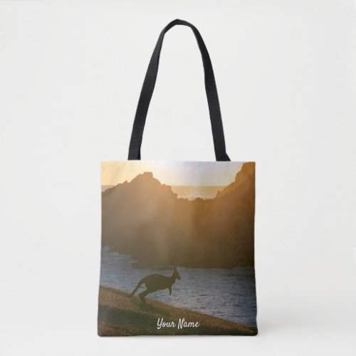 Australia Kangaroo Sunset Photo Tote Bag