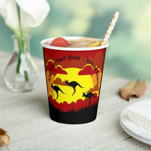 Australia Kangaroos Red Black Yellow Paper Cups