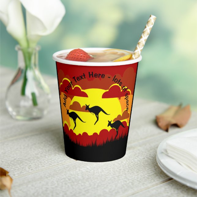 Australia Kangaroos Red Black Yellow Paper Cups (Insitu)