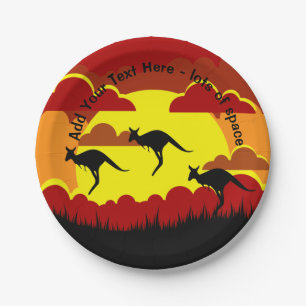 Australia Kangaroos Red Black Yellow small 7" Paper Plates