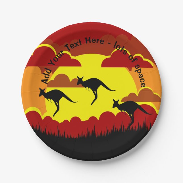 Australia Kangaroos Red Black Yellow small 7" Paper Plates (Front)