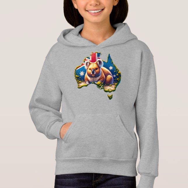 Australia Koala Bear flag map Hoodie (Front)