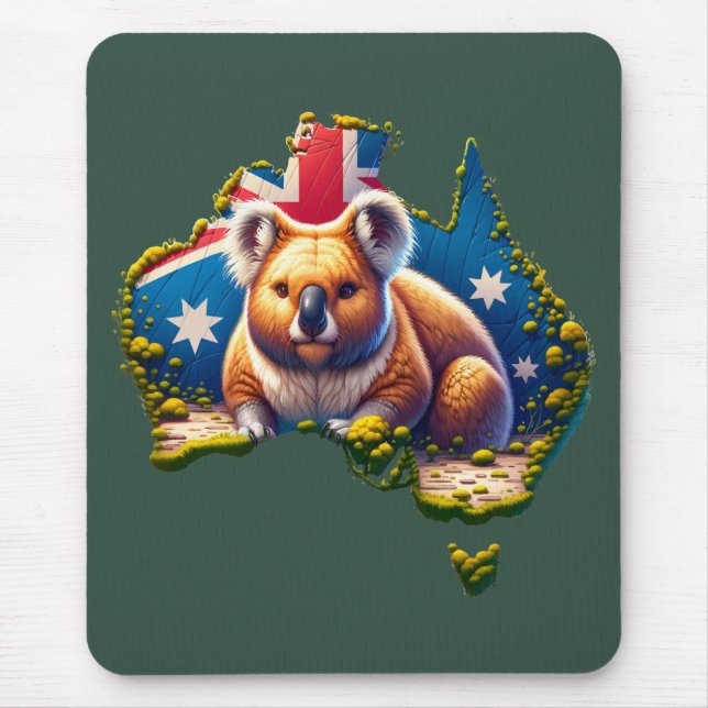 Australia Koala Bear flag map Mouse Pad (Front)