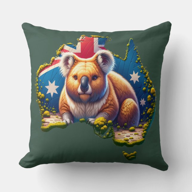 Australia Koala Bear flag map Throw Pillow (Front)