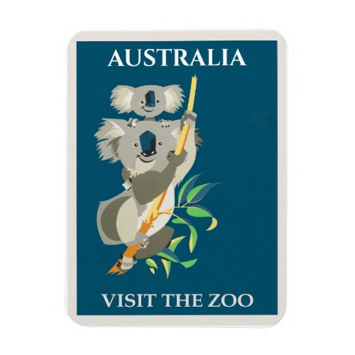 Australia Koala Bear Vintage Travel Poster Magnet