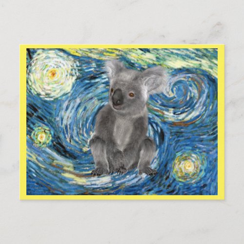 Australia Koala in Starry Night Spoof Postcard
