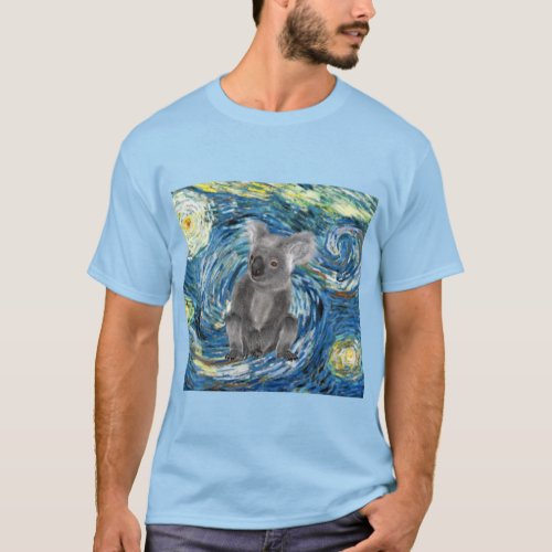 Australia Koala in Starry Night Spoof T_Shirt