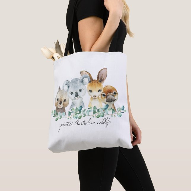 Australia Koala Kangaroo Tote Bag Eco Friendly (Close Up)
