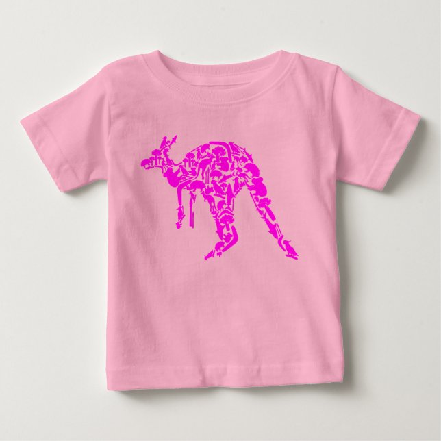 Australia Land Down Under Kangaroo Animals Pink Baby T-Shirt (Front)