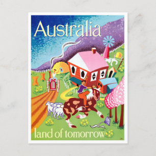 Australia land of tomorrow vintage travel  postcard