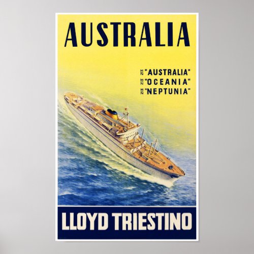 Australia Lloyd Triestino Restored Vintage Poster
