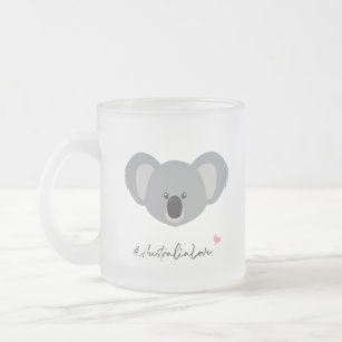Australia love cute koala illustration frosted glass coffee mug