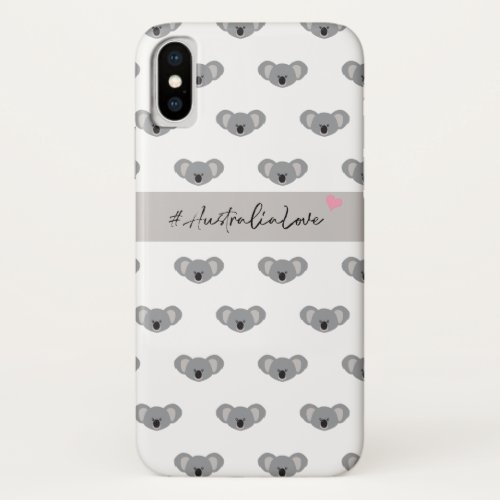 Australia Love Pink Heart Koala Pattern iPhone X Case