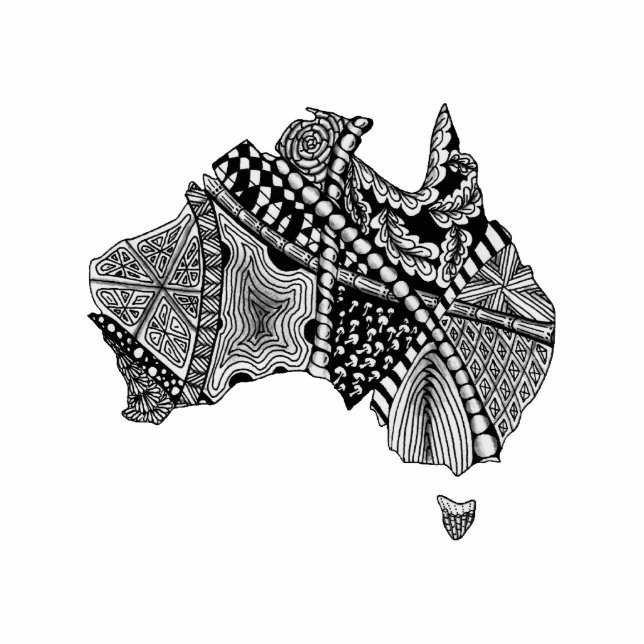 Australia Map Art Doodle Cutout (Front)