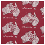 Australia Map Art Doodle Fabric