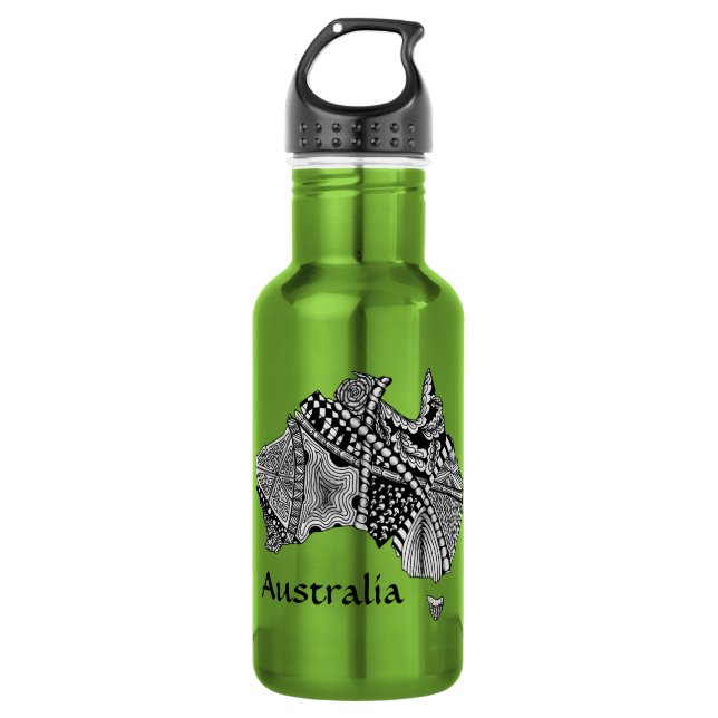 Australia Map Art Doodle Stainless Steel Water Bottle (Front)