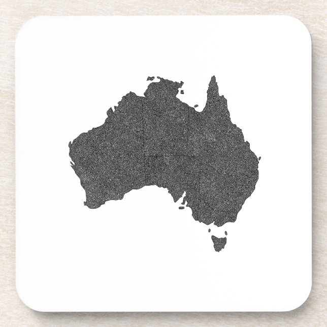 Australia Map Design with Hidden Borders Beverage Coaster (Front)