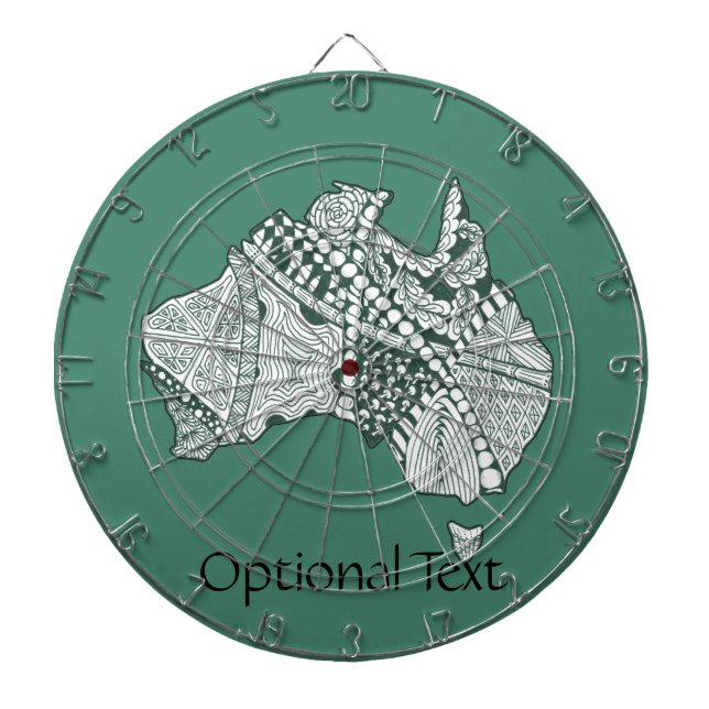 Australia Map Doodle Art Dartboard With Darts (Front)