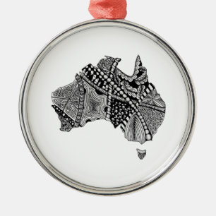 Australia Map Doodle Metal Ornament