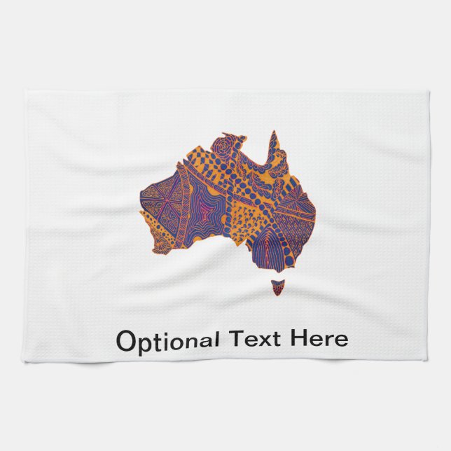 Australia Map Doodle Orange Purple Towel (Horizontal)