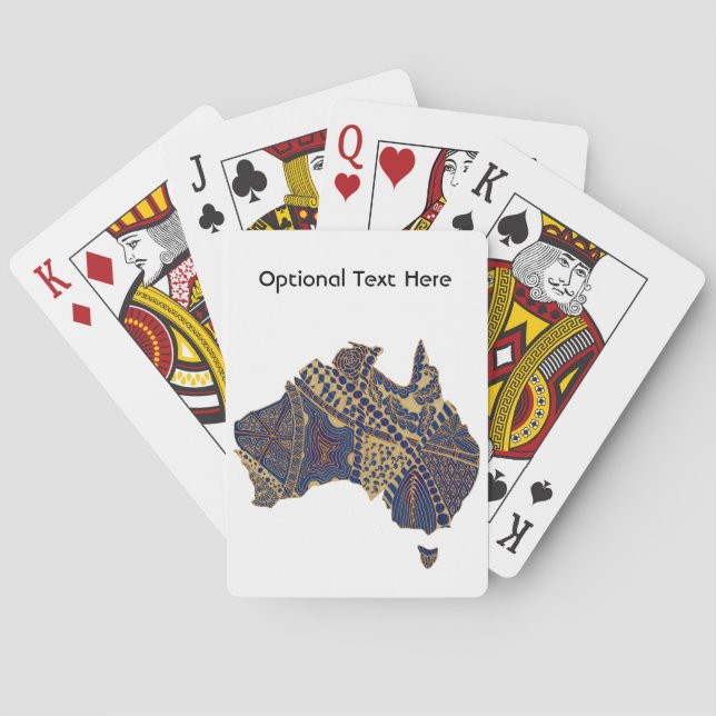 Australia Map Doodle Tan Red Blue Poker Cards (Back)