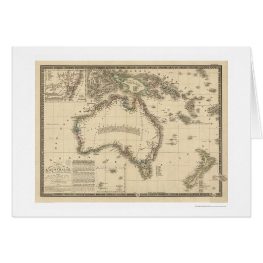 Australia Map Drawn by Adrien Hubert Brue 1826 Cards (Front Horizontal)
