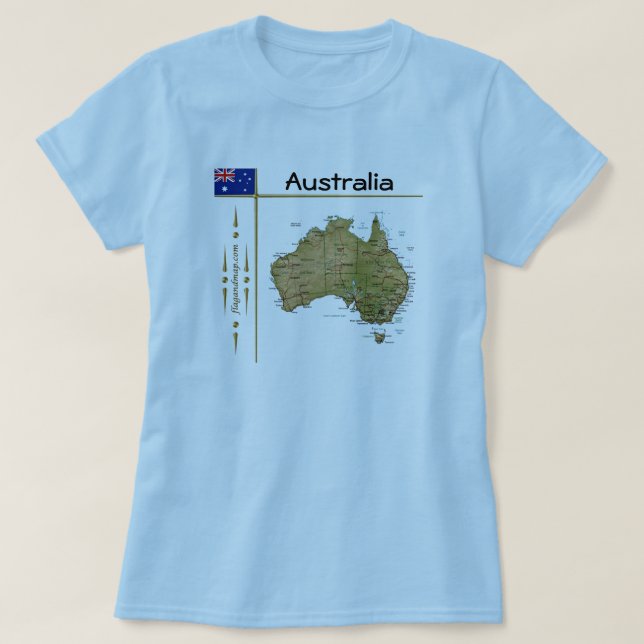 Australia Map + Flag + Title T-Shirt (Design Front)