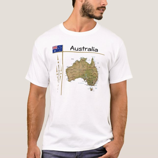 Australia Map + Flag + Title T-Shirt (Front)
