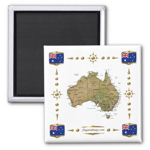 Australia Map  Flags Magnet