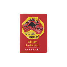 Australia Map Land Down Under Kangaroo Custom Name Passport Holder