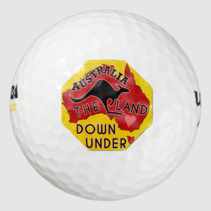 Australia Map Land Down Under with Kangaroo Retro Golf Balls