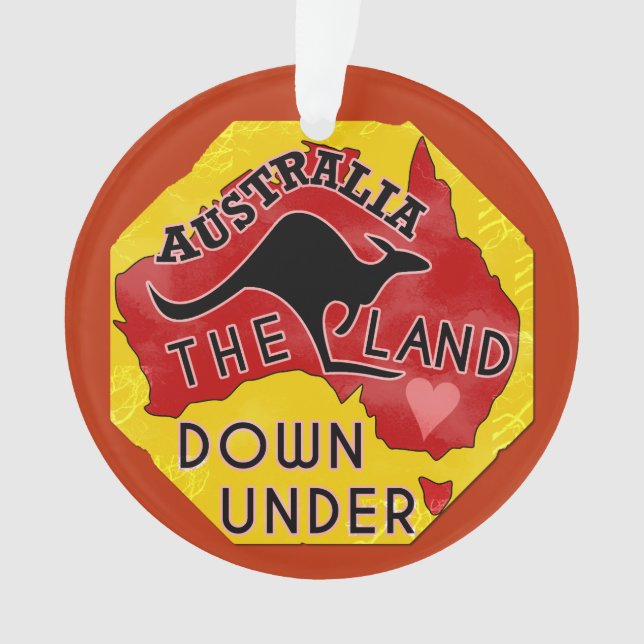 Australia Map Land Down Under with Kangaroo Retro Ornament (Front)