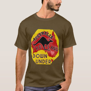 Australia Map Land Down Under with Kangaroo Retro T-Shirt