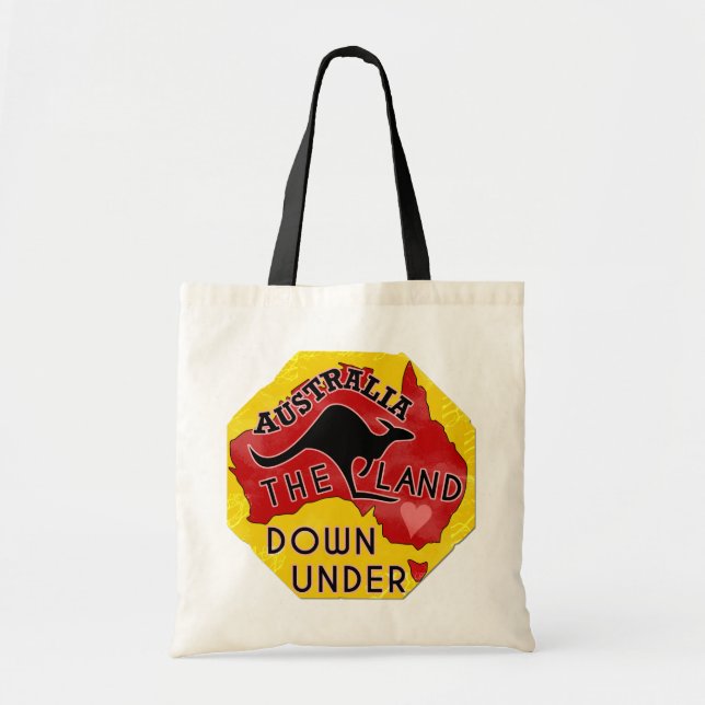 Australia Map Land Down Under with Kangaroo Retro Tote Bag (Front)