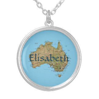 Australia Map + Name Necklace