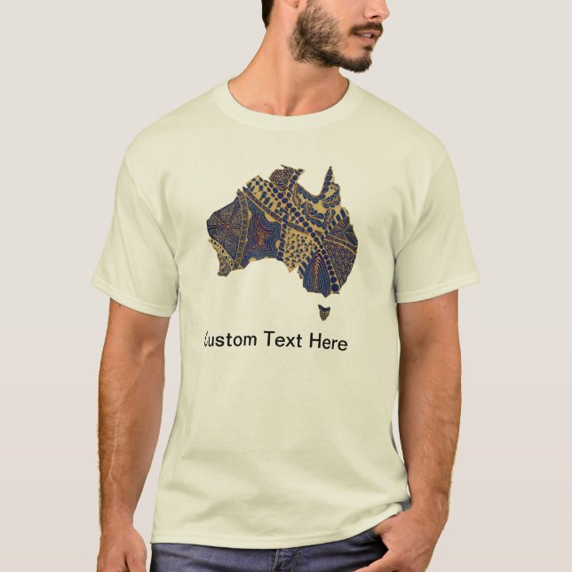 Australia Map Tan-Blue-Red T-Shirt (Front)