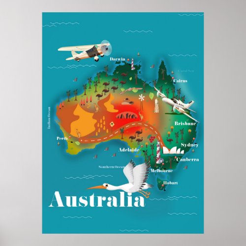 Australia Map Travel poster